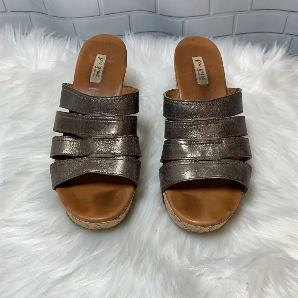 Paul Green Bronze Strappy Wedge Sandals Size 5.5‎ UK/8 US